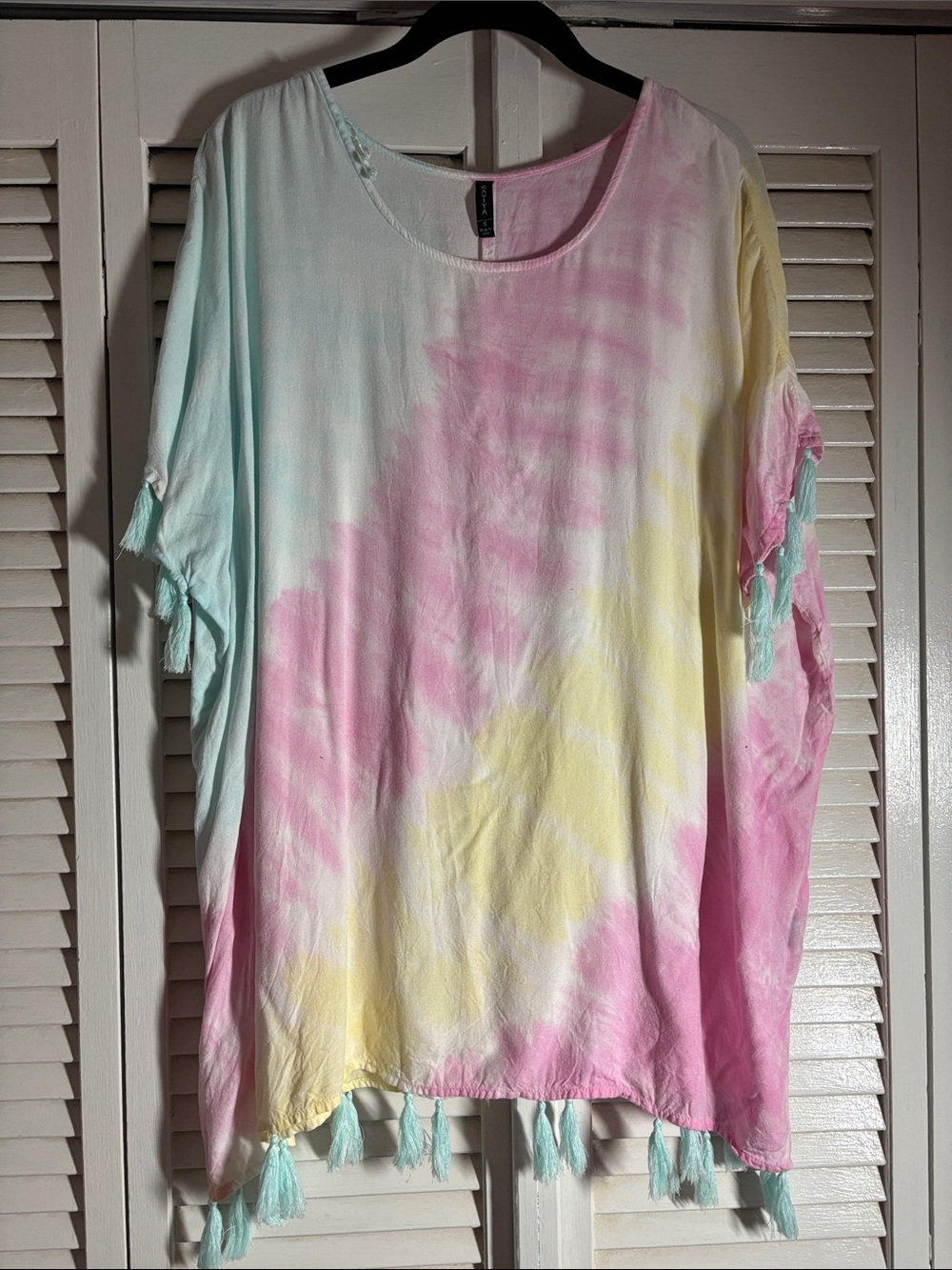 Tie-Dye Pastel Tassel Women's Top - Beach Cover-Up
